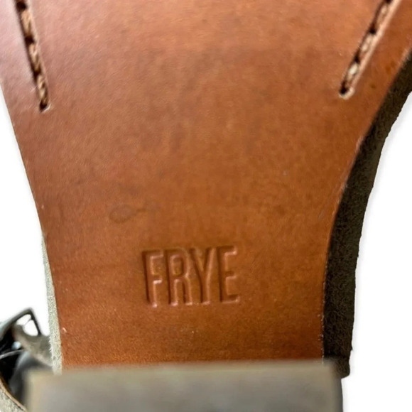 Frye Carolina  Ash Tan Suede Sling Peep-Toe Shoe - Picture 8 of 9